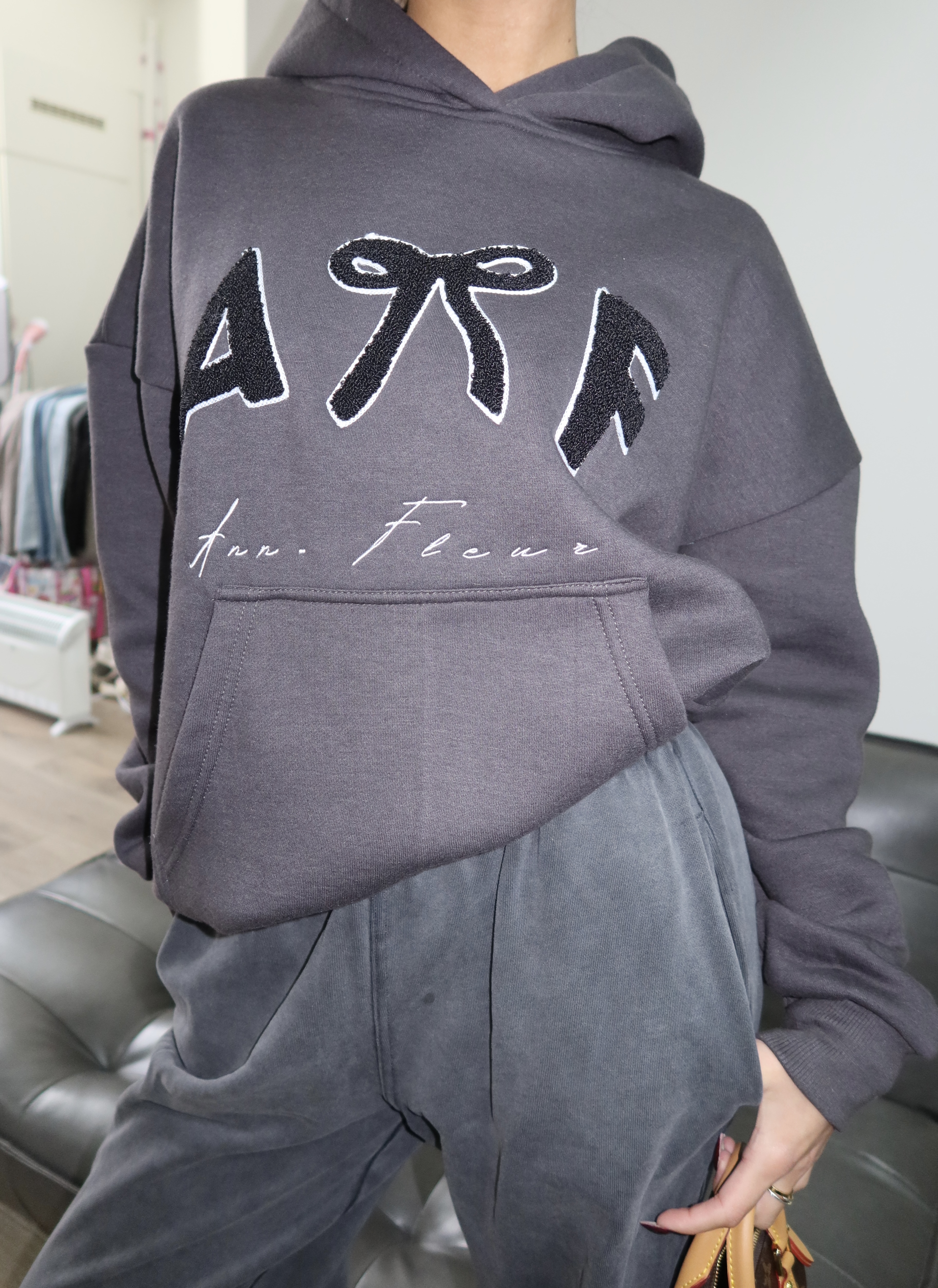 ANN-FLEUR - TEDDY HOODIE - DARK GRAY - Image 22